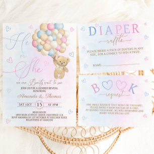 Teddy Bear He or She Gender Reveal Invitation