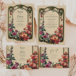Fancy Classic Decorative Art Nouveau Wedding Save The Date