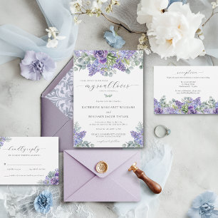 Katherine Purple Floral Christian Faith Wedding Invitation