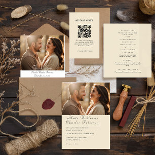 Elegant Modern Photo QR code Wedding Invitation