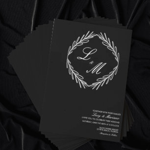 Monogrammed Elegant Script Branch Wedding Logo C Invitation