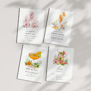 Elegant Watermelon Mojito Floral Wedding RSVP Card