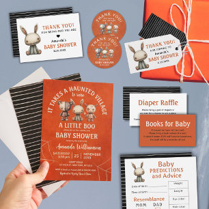 It Takes Haunted Village Boo Halloween Baby Shower Invitation