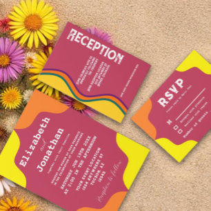 Retro Southwestern Waves Wedding Invitation