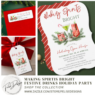 Making Spirits Bright Festive Cocktails Holiday Square Sticker