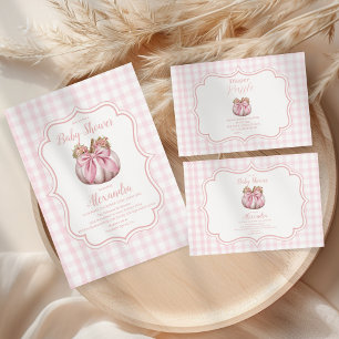 Pink Pumpkin Bow Girl Baby Shower Napkin