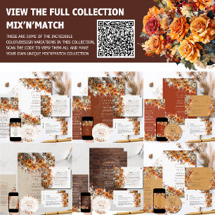 FALL WEDDING THEME   BURNT ORANGE    RUSTIC FLORAL INVITATION