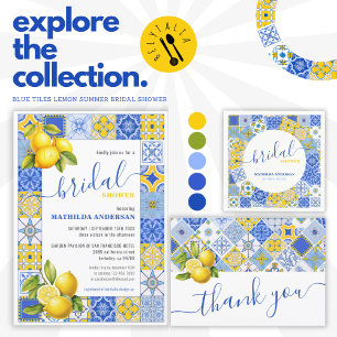 Budget Italian Tiles Lemon Summer Bridal Shower Invitation