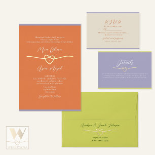 Orange Purple Wedding All In One Invitation