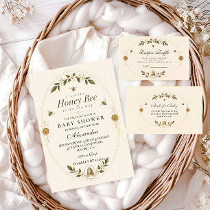 Botanical Honey Bee Baby Shower Diaper Raffle Enclosure Card
