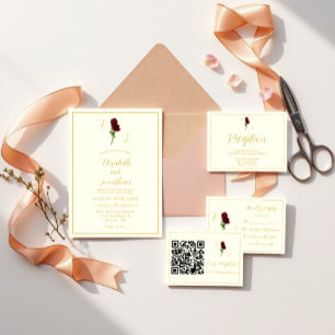 Ivory Gold Rose Wedding Reception Enclosure Card