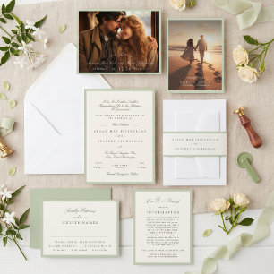 Soft Pistachio Formal Wedding Invitation
