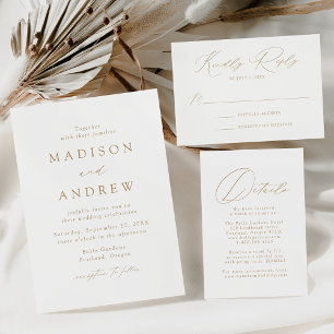 Modern Elegance Gold Monogram Wedding Foil Invitation Postcard