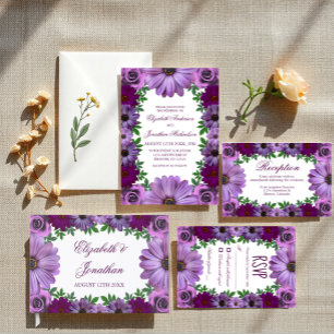 Regal Purple Floral Wedding Invitation