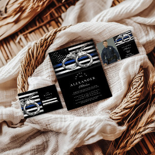 Photo Handcuffs American Flag Police Graduation Announcement