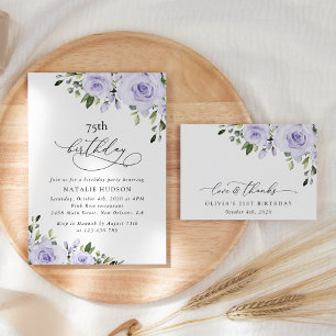 Purple Flowers, Lilac Flowers, Boho, Birthday Invitation
