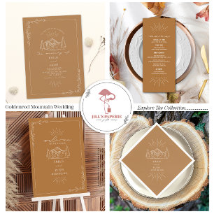 Vintage Mountain Rustic Goldenrod QR Code RSVP All In One Invitation