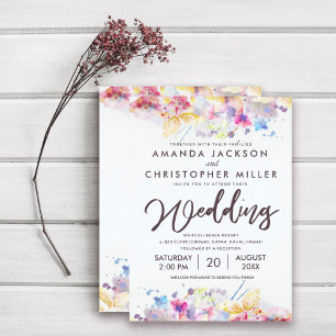 Pastel Watercolor Multicolored Floral Wedding Invitation