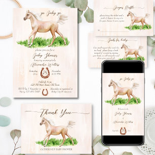 Go baby go running horse foal baby shower invitation