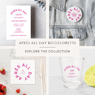 Après All Day Hot Pink Bachelorette Ski Party Napkin