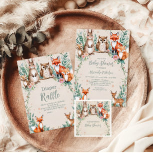 Modern Woodland Animals Forest  Baby Shower Invitation