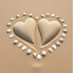Beach Wedding-Sand Hearts Invitation