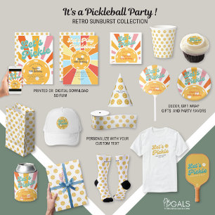 Pickleball Party Colourful Retro Sun burst Stripes Invitation