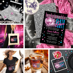 Retro 70's Neon Look Disco Ball Bachelorette Party Envelope