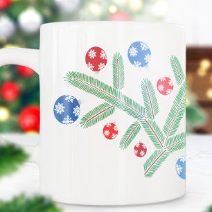 Christmas tree branch with snowflake decorations cushion