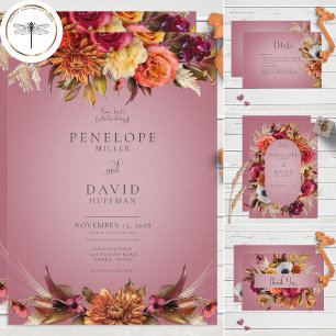 Vintage Floral Jewel Fuchsia Frame Invitation