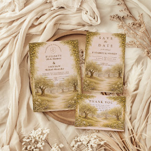 Mediterranean Olive Grove Countryside Wedding Invitation