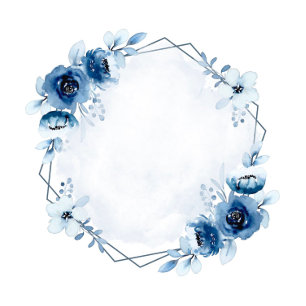 Dusty Blue Navy Watercolor Floral Couples Shower Invitation