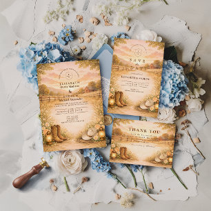 Rustic Western Meadow Wedding Invitation