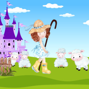 Little Bo Peep Sheep Fairy Tale Farm Birthday All In One Invitation