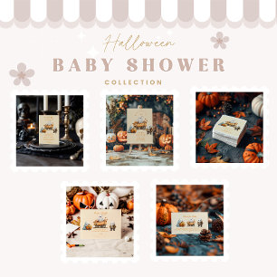 Cozy Ghost Cottage Halloween Baby Shower Invitation