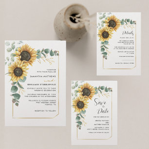 Floral Sunflower Greenery Wedding Details Enclosure Card