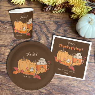 Thankful Pumpkin Everything Brown Paper Plate
