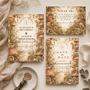 Whimsical Mushroom Woodland Wedding Thank You Card