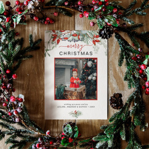 Greenery Arch Merry Christmas Photo White