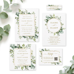 Botanical Gold Greenery Wedding Invitation