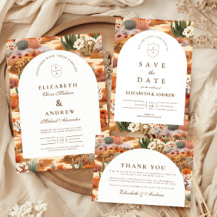 Western Desert Floral Wedding Invitation