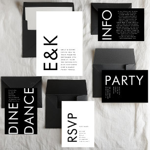 Ultra Modern Bold Big Monogram Wedding Details Enclosure Card