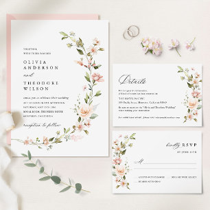 Peach Blush Floral Wedding Hotel Details Enclosure Card