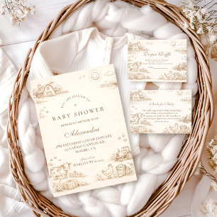 Doodle Vintage Farm Storybook Baby Shower Napkin