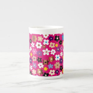 Floral Pattern White Pink Yellow Glass Coaster