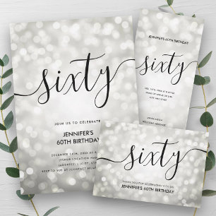 Sixty Silver Glitter Lights 60th Birthday