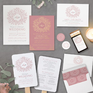 QR code wedding website monogram pink scan reply Enclosure Card