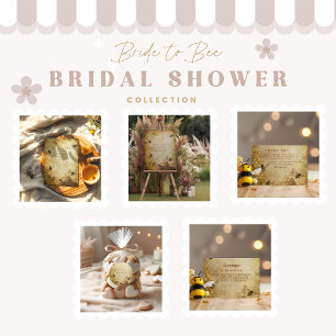 Golden honey bee bridal shower recipe  enclosure card
