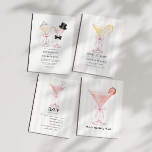 Elegant Bride Groom Martini Cocktail Wedding Invitation
