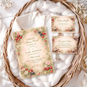 Berry Sweet Floral Baby Shower Invitation